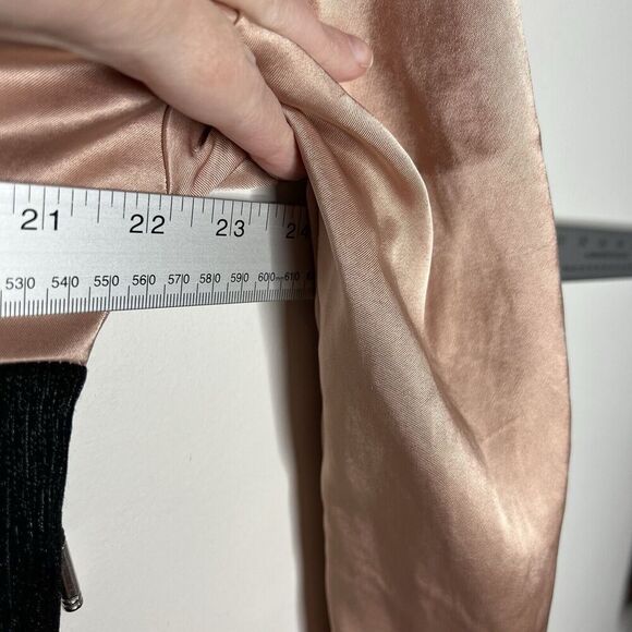 Zara‎ Jacket Womens Medium Pink Black Satin Hoodie Colorblock Pullover 1/2 Zip - Picture 5 of 6